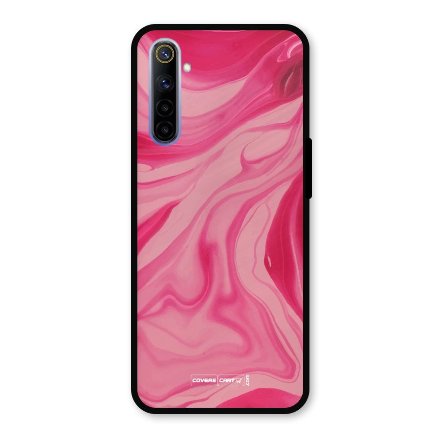 Sizzling Pink Marble Texture Metal Back Case for Realme 6
