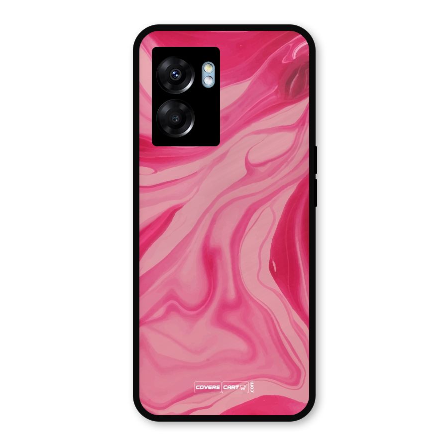 Sizzling Pink Marble Texture Metal Back Case for Realme Narzo 50 5G
