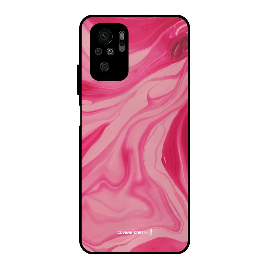 Sizzling Pink Marble Texture Metal Back Case for Redmi Note 10S