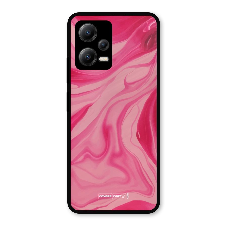 Sizzling Pink Marble Texture Metal Back Case for Redmi Note 12 5G