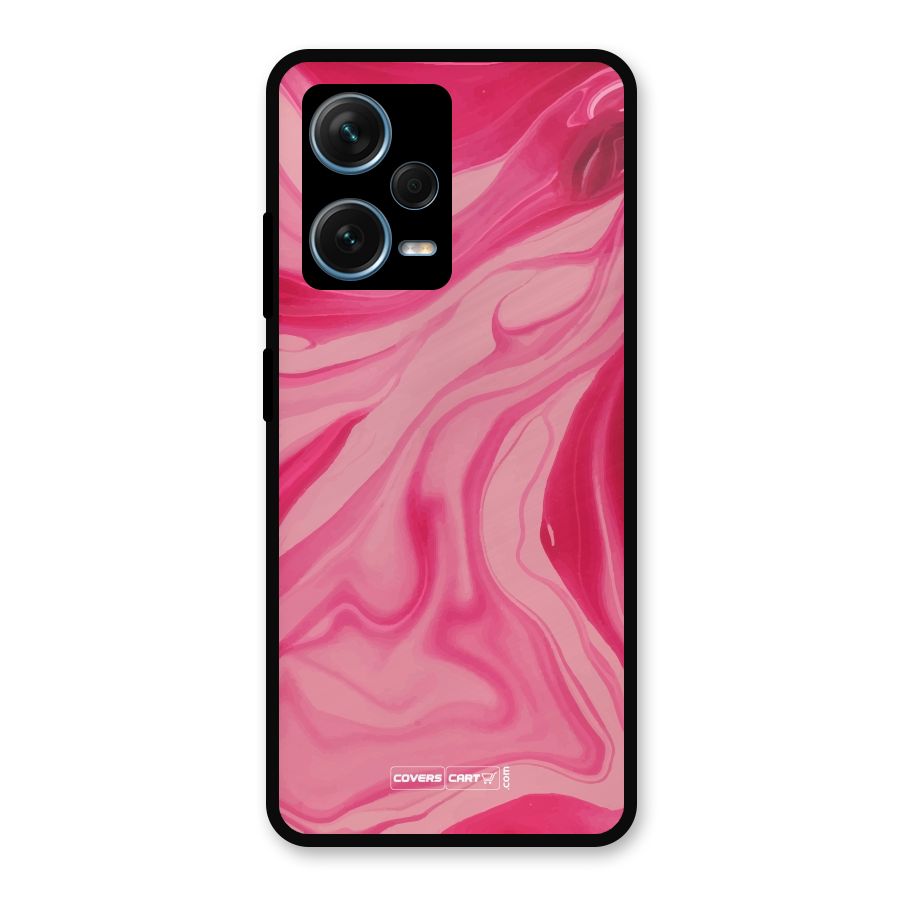 Sizzling Pink Marble Texture Metal Back Case for Redmi Note 12 Pro Plus 5G