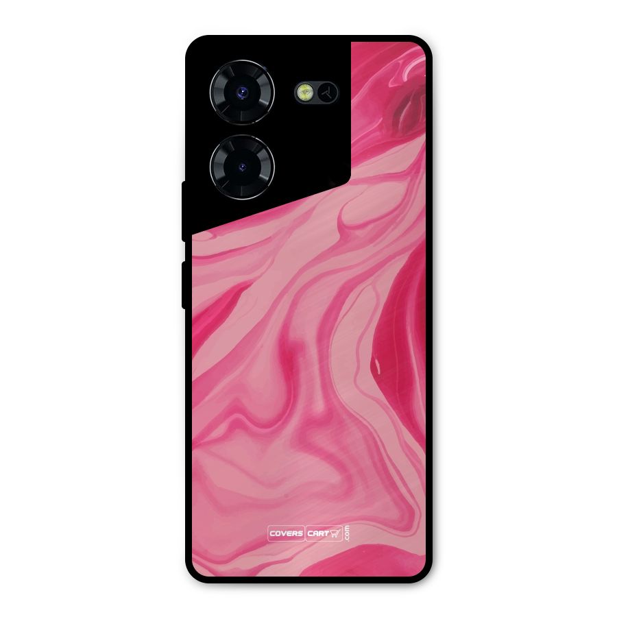 Sizzling Pink Marble Texture Metal Back Case for Tecno Pova 5 Pro 5G