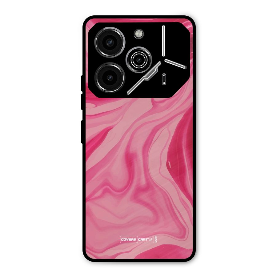 Sizzling Pink Marble Texture Metal Back Case for Tecno Pova 6 Pro