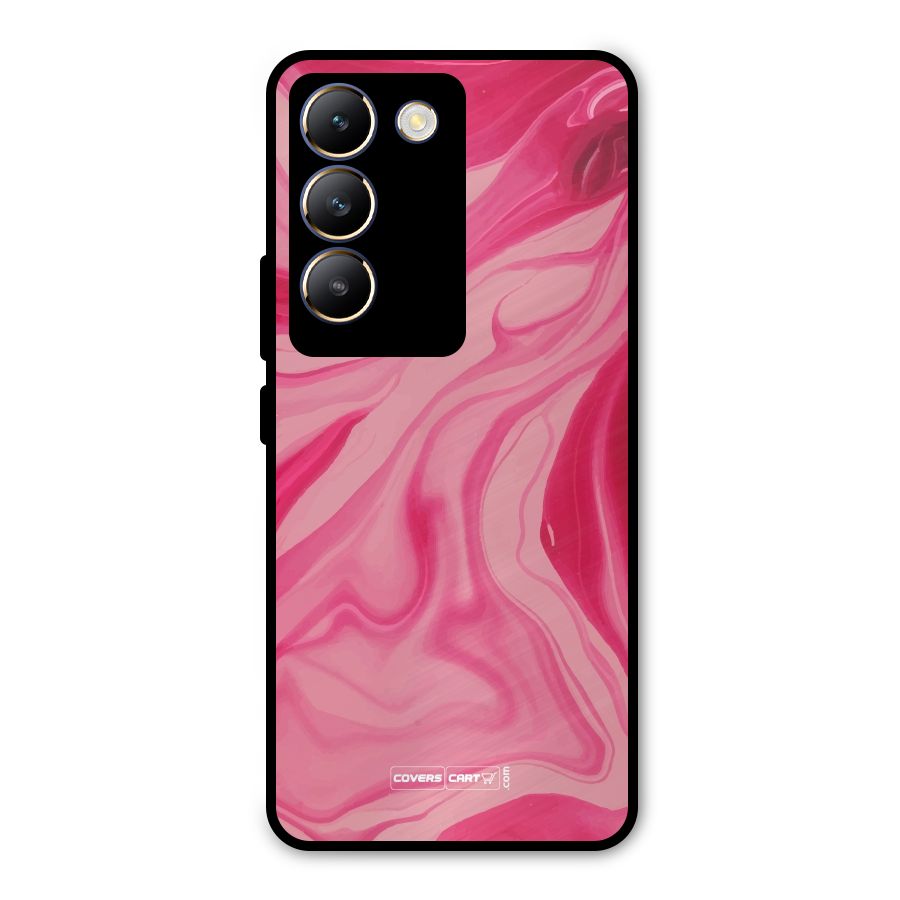 Sizzling Pink Marble Texture Metal Back Case for Vivo T3 5G