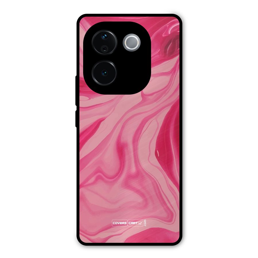 Sizzling Pink Marble Texture Metal Back Case for Vivo T3 Pro