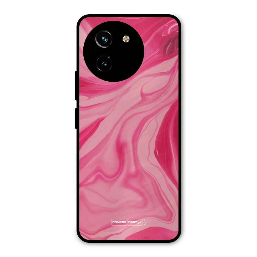 Sizzling Pink Marble Texture Metal Back Case for Vivo T3x