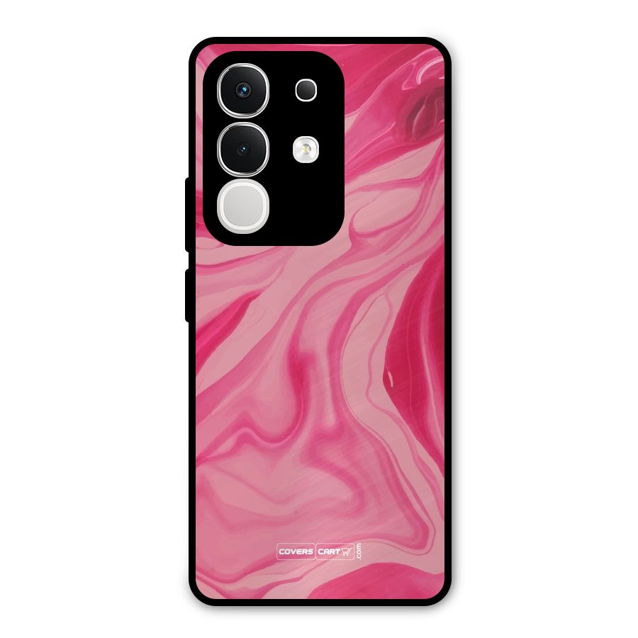 Sizzling Pink Marble Texture Metal Back Case for Vivo T4x