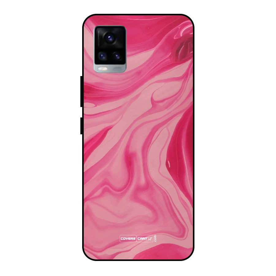 Sizzling Pink Marble Texture Metal Back Case for Vivo V20 2021
