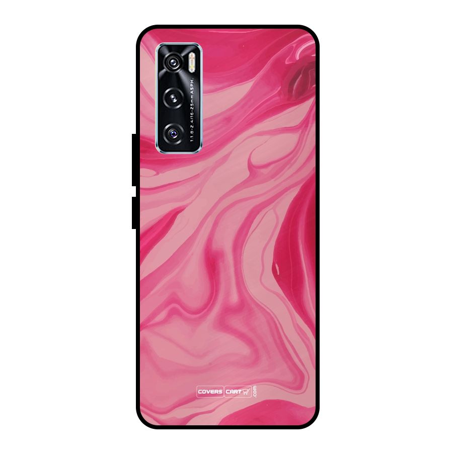 Sizzling Pink Marble Texture Metal Back Case for Vivo V20 SE
