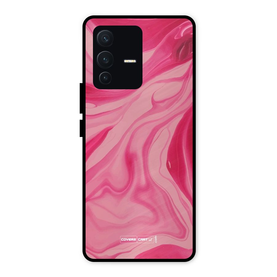 Sizzling Pink Marble Texture Metal Back Case for Vivo V23 5G