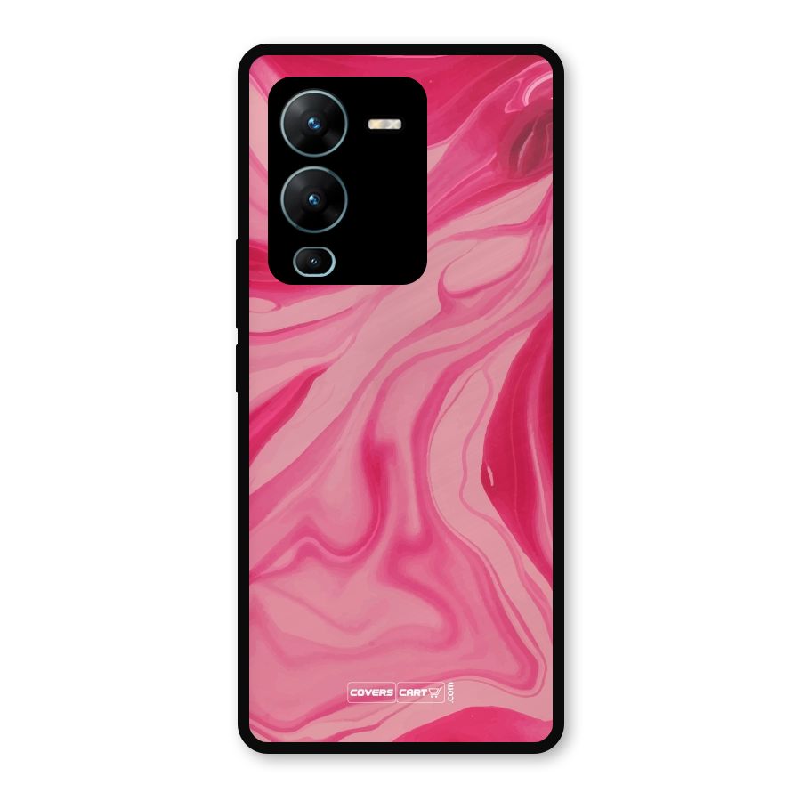 Sizzling Pink Marble Texture Metal Back Case for Vivo V25 Pro