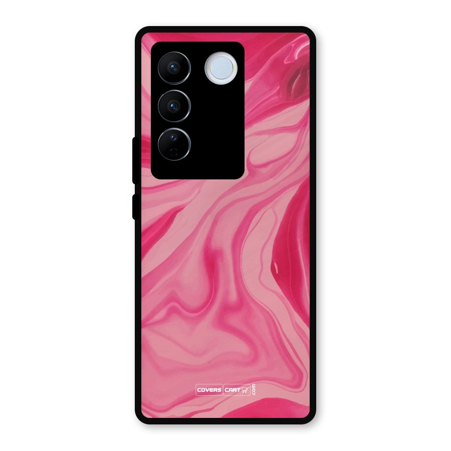 Sizzling Pink Marble Texture Metal Back Case for Vivo V27