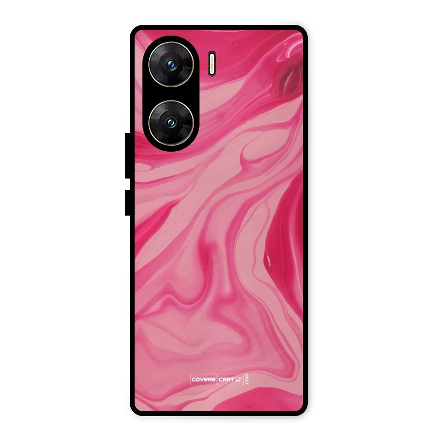 Sizzling Pink Marble Texture Metal Back Case for Vivo V29e