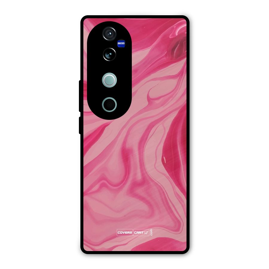 Sizzling Pink Marble Texture Metal Back Case for Vivo V40
