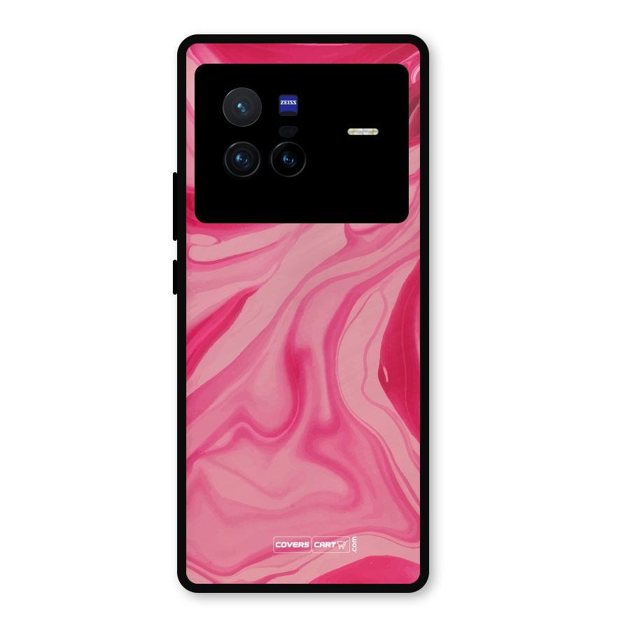 Sizzling Pink Marble Texture Metal Back Case for Vivo X80