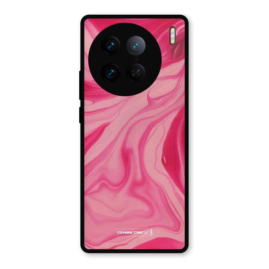 Sizzling Pink Marble Texture Metal Back Case for Vivo X90 Pro
