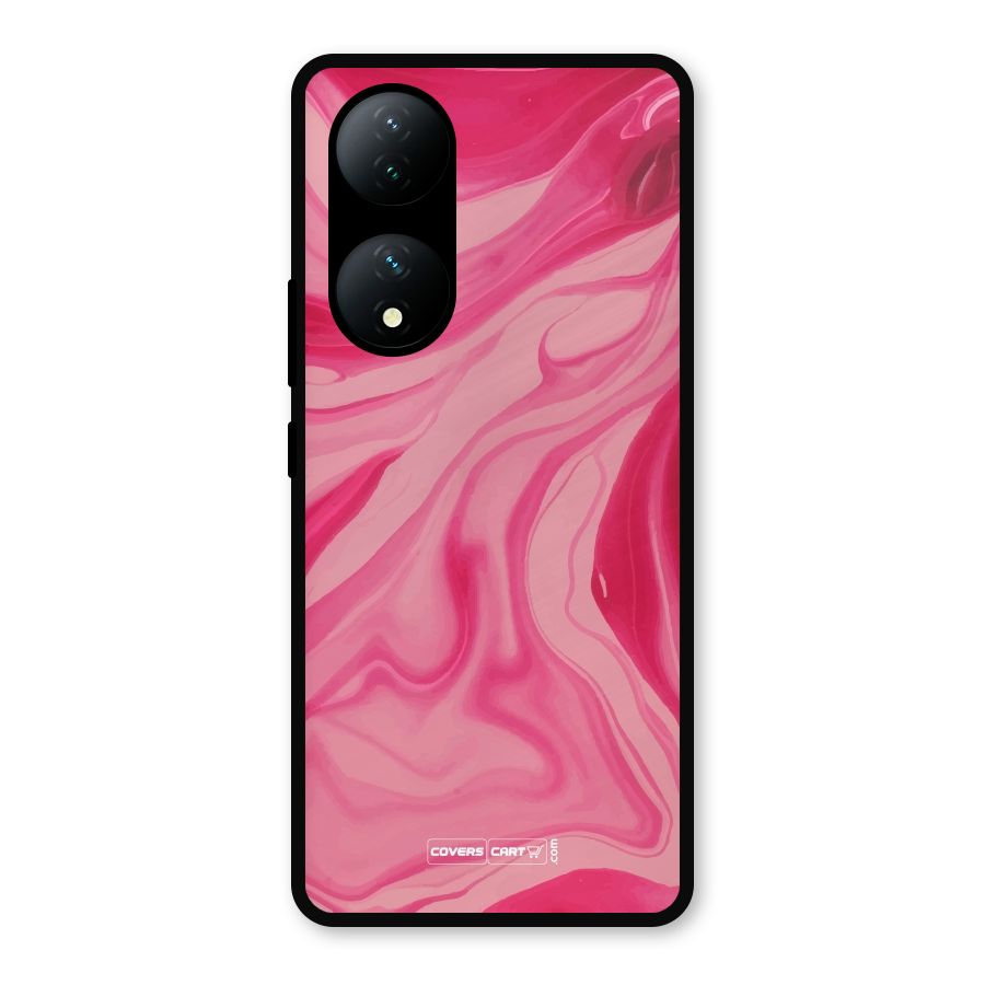 Sizzling Pink Marble Texture Metal Back Case for Vivo Y100a