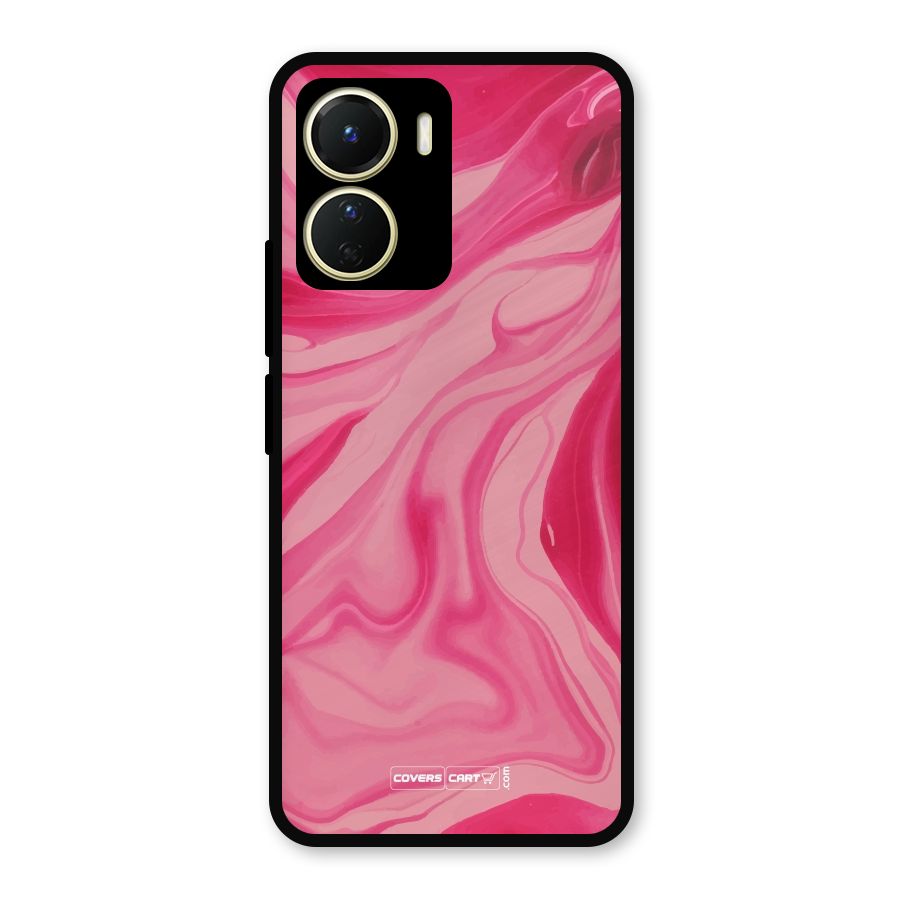 Sizzling Pink Marble Texture Metal Back Case for Vivo Y16