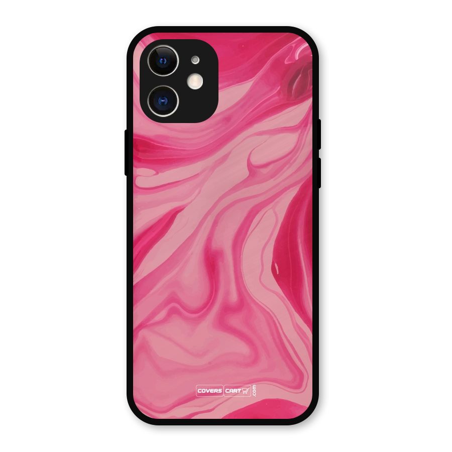 Sizzling Pink Marble Texture Metal Back Case for iPhone 12