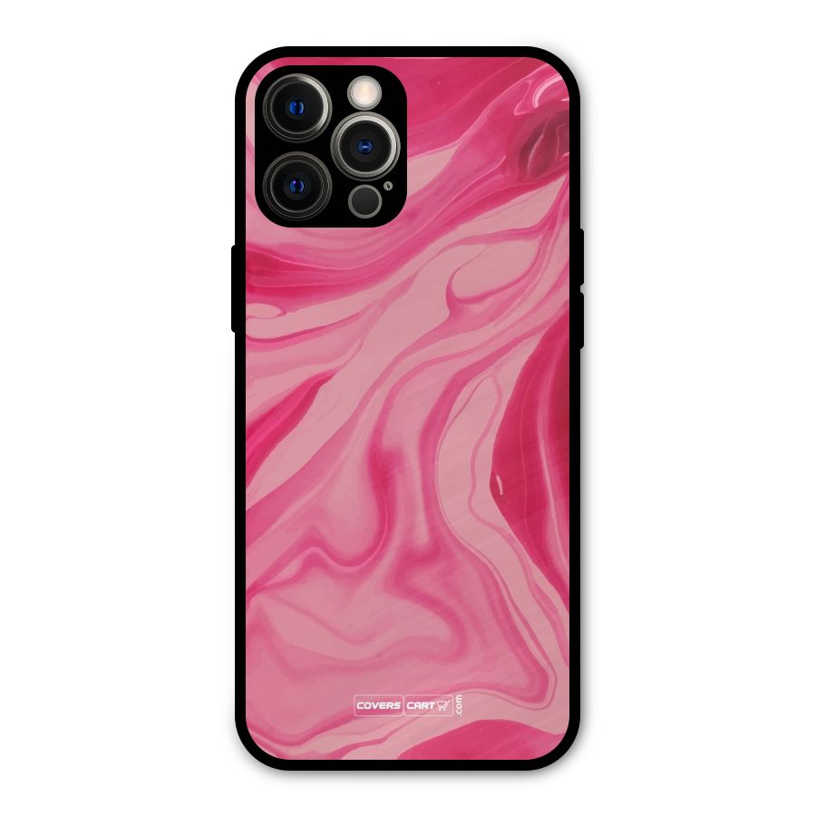 Sizzling Pink Marble Texture Metal Back Case for iPhone 12 Pro Max