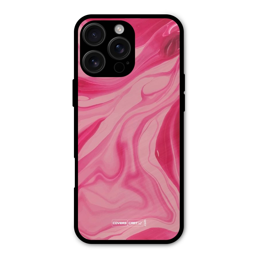 Sizzling Pink Marble Texture Metal Back Case for iPhone 16 Pro Max