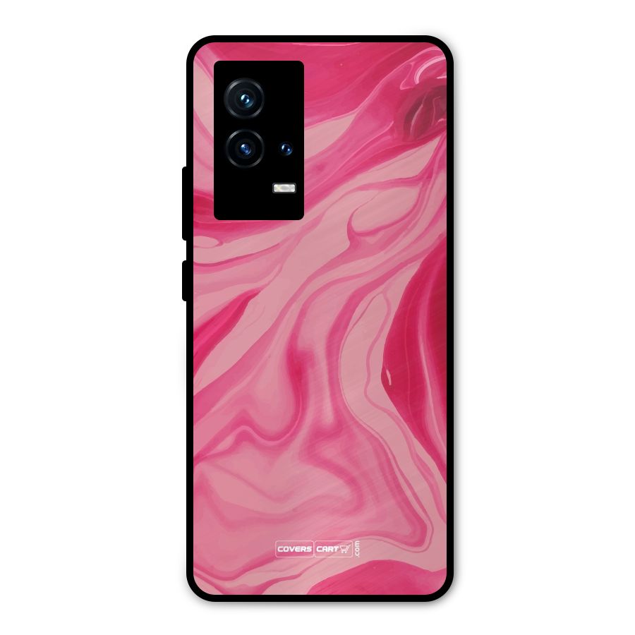 Sizzling Pink Marble Texture Metal Back Case for iQOO 9 5G