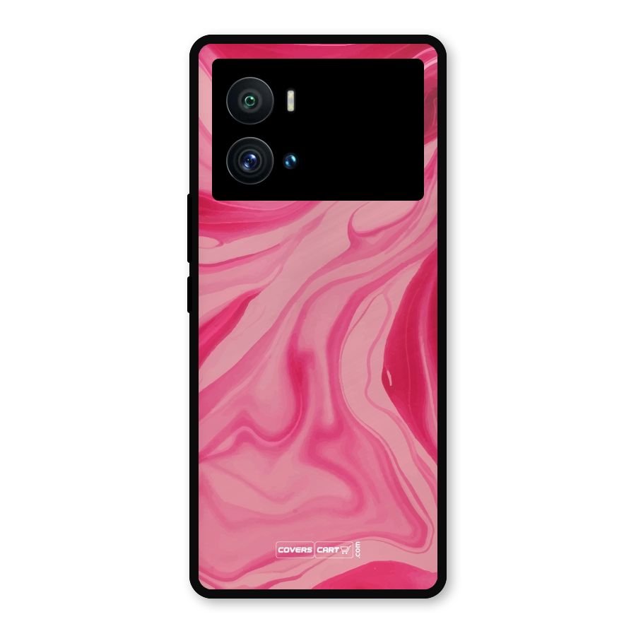 Sizzling Pink Marble Texture Metal Back Case for iQOO 9 Pro