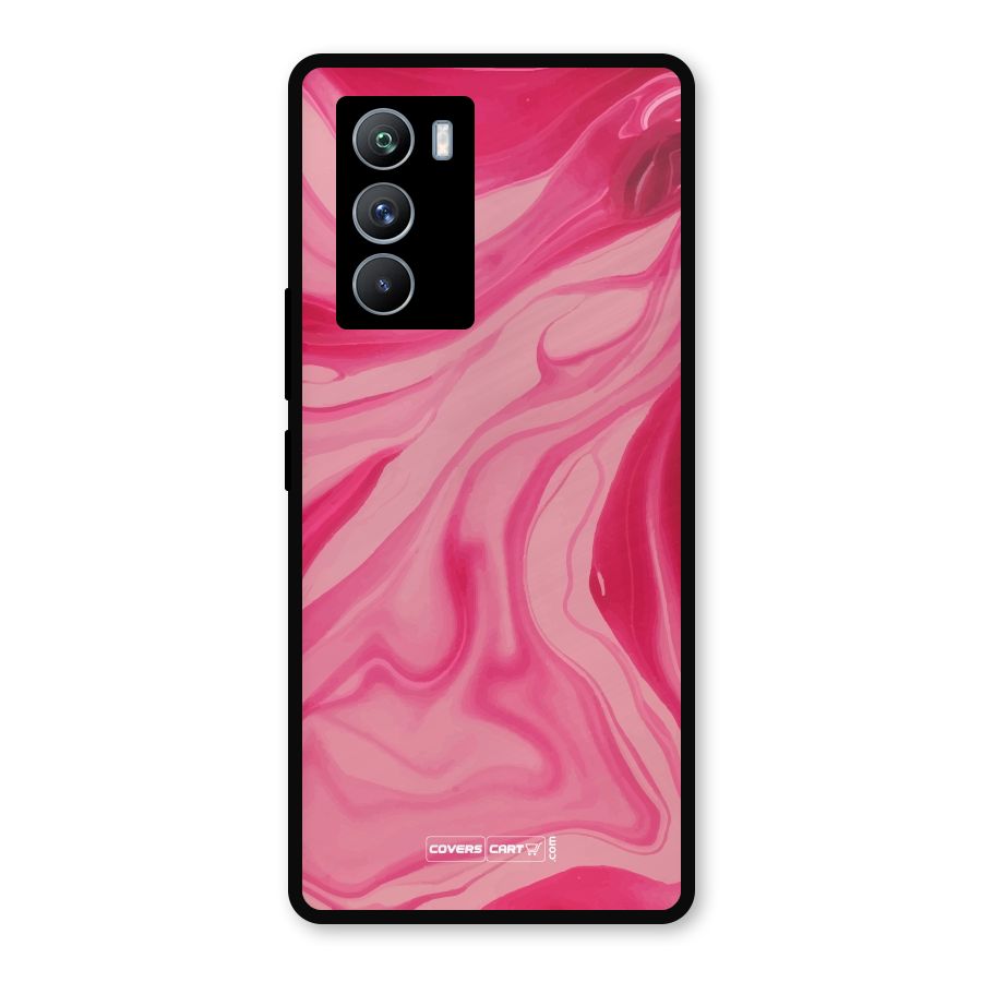 Sizzling Pink Marble Texture Metal Back Case for iQOO 9 SE