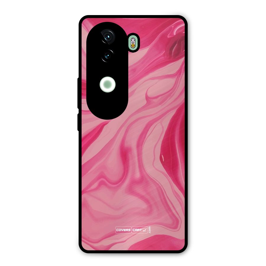 Sizzling Pink Marble Texture Metal Back Case for iQOO Z9s