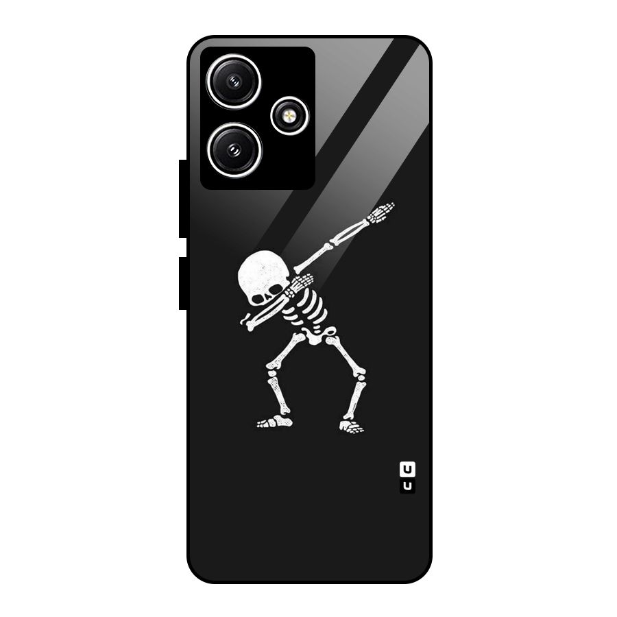 Skeleton Dab White Glass Back Case for Redmi 12 5G