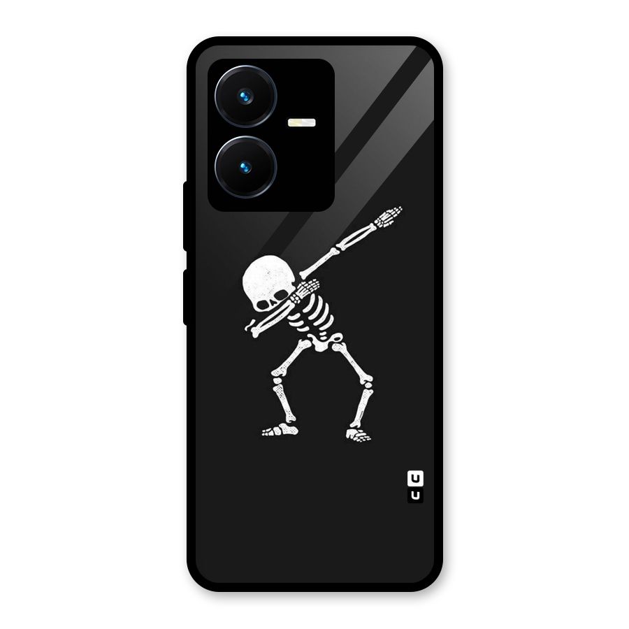 Skeleton Dab White Glass Back Case for Vivo Y22s