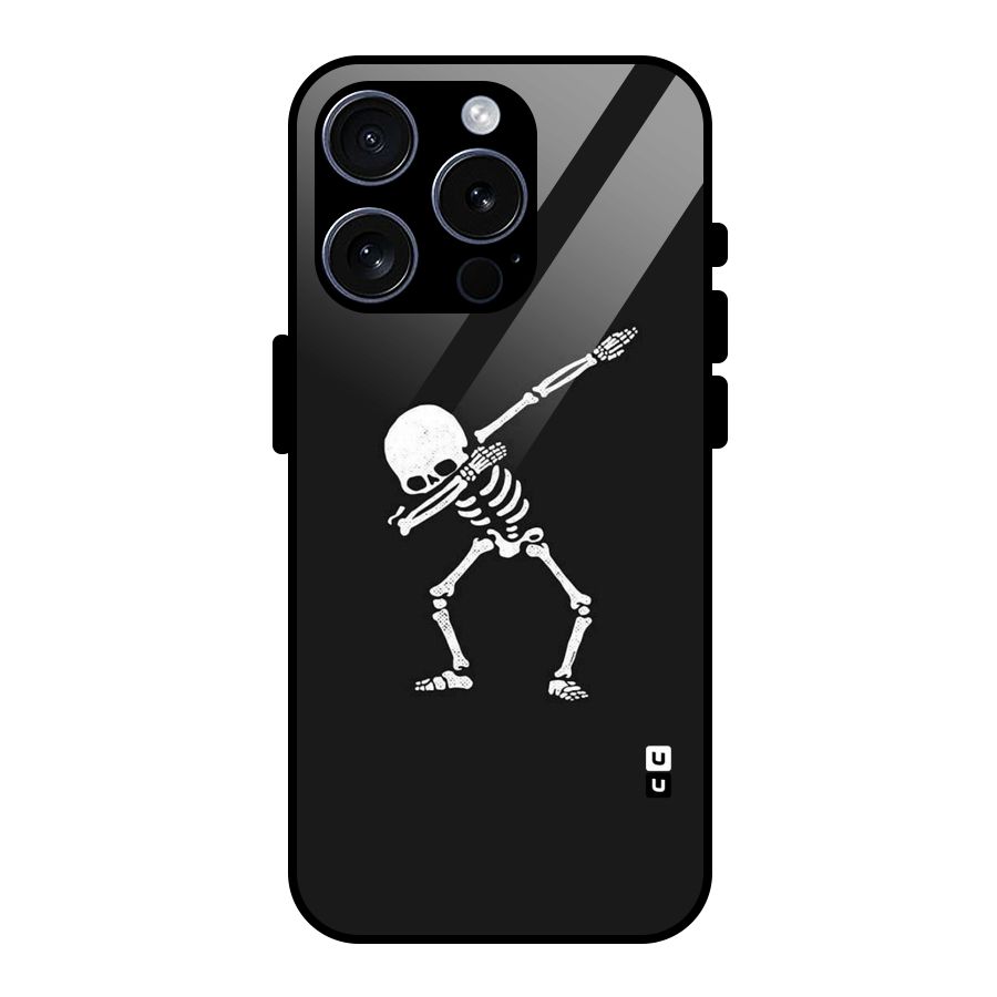Skeleton Dab White Glass Back Case for iPhone 15 Pro
