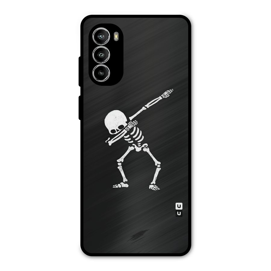 Skeleton Dab White Metal Back Case for Moto G82