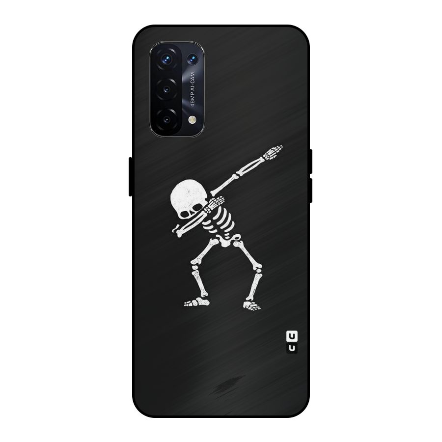 Skeleton Dab White Metal Back Case for Oppo A74 5G