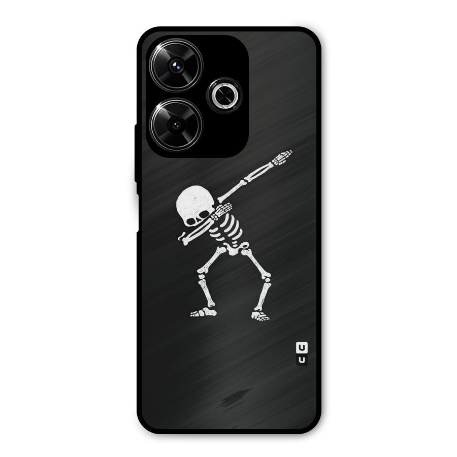 Skeleton Dab White Metal Back Case for Poco M6 Plus