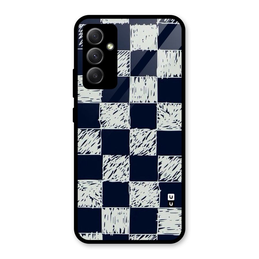 Sketchy Check Design Glass Back Case for Galaxy A34