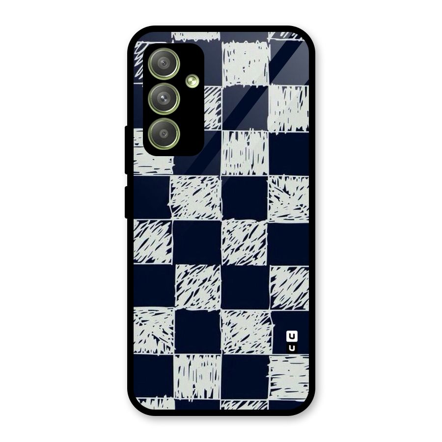 Sketchy Check Design Glass Back Case for Galaxy A54