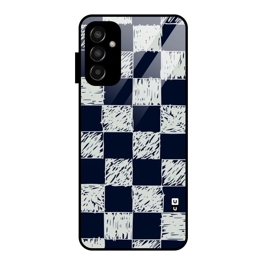 Sketchy Check Design Glass Back Case for Galaxy F13