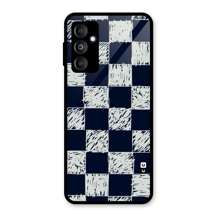 Sketchy Check Design Glass Back Case for Galaxy M14 5G