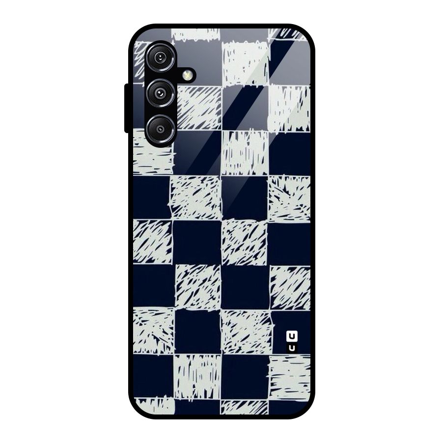 Sketchy Check Design Glass Back Case for Galaxy M34 5G