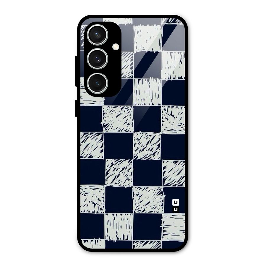 Sketchy Check Design Glass Back Case for Galaxy S23 FE