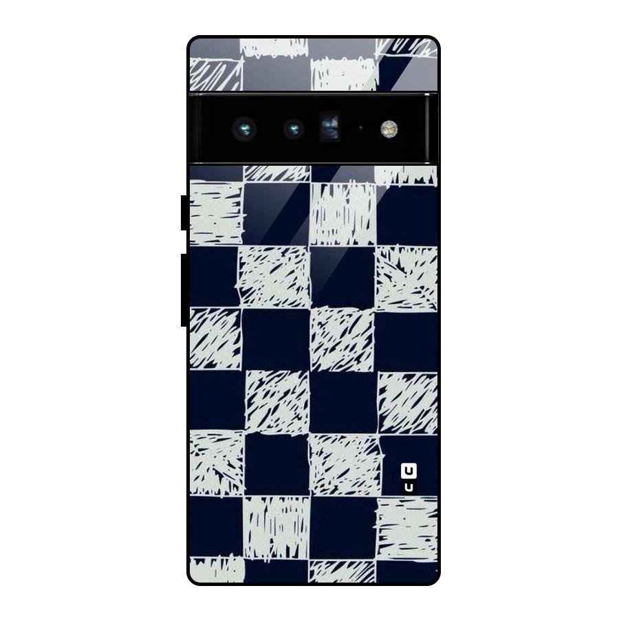 Sketchy Check Design Glass Back Case for Google Pixel 6 Pro