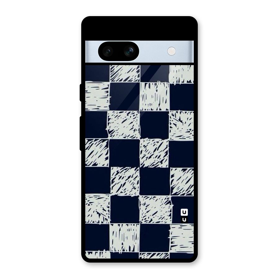 Sketchy Check Design Glass Back Case for Google Pixel 7a