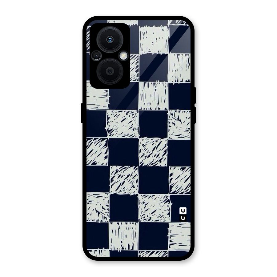 Sketchy Check Design Glass Back Case for Oppo F21s Pro 5G