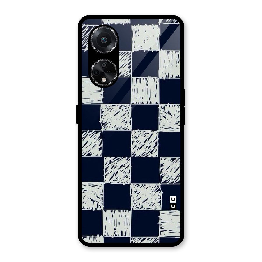 Sketchy Check Design Glass Back Case for Oppo F23
