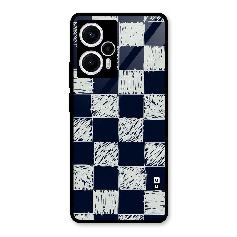 Sketchy Check Design Glass Back Case for Poco F5