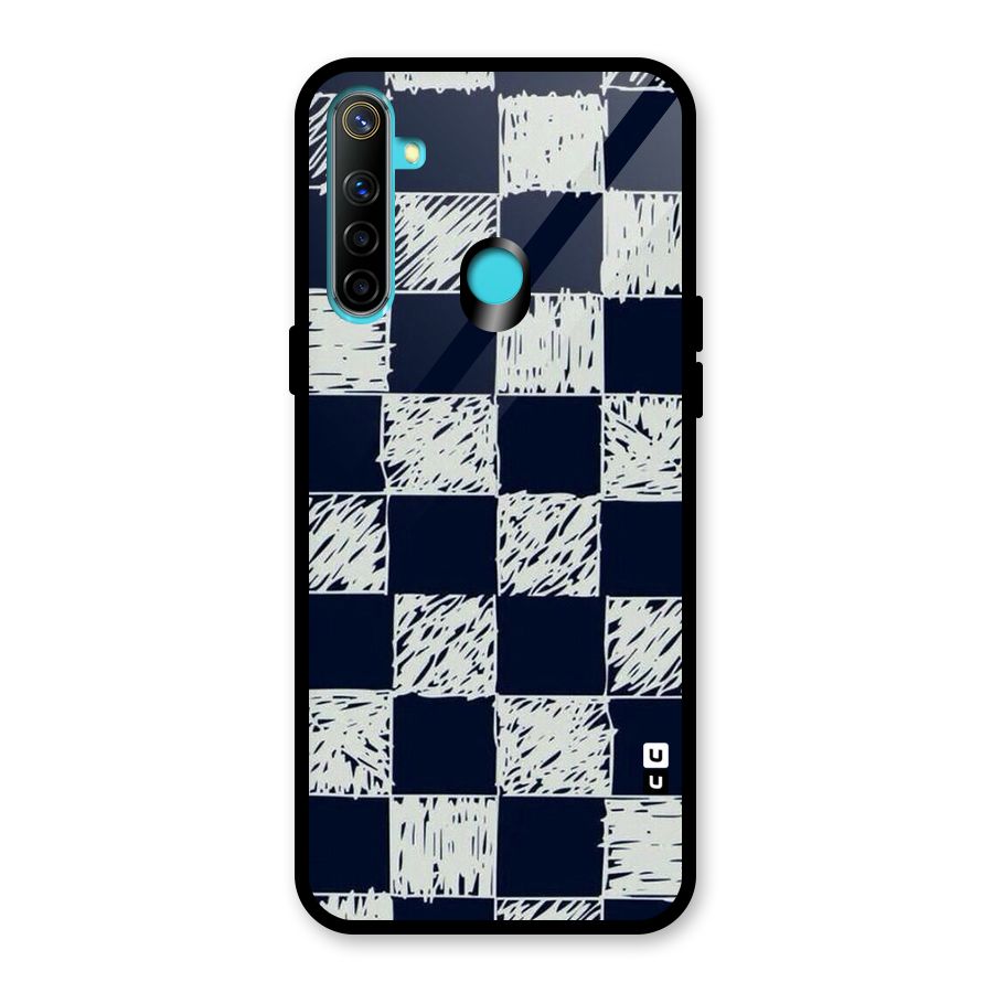 Sketchy Check Design Glass Back Case for Realme 5