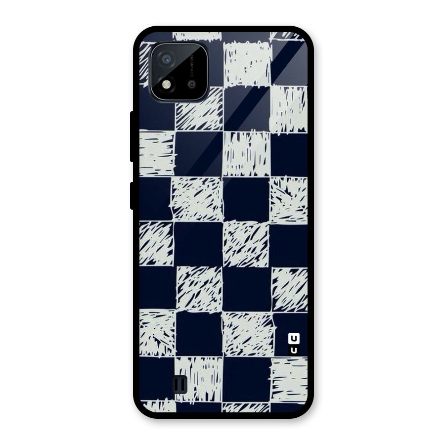 Sketchy Check Design Glass Back Case for Realme C11 2021