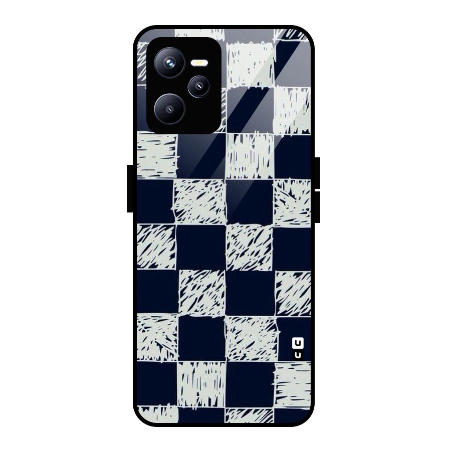 Sketchy Check Design Glass Back Case for Realme C35