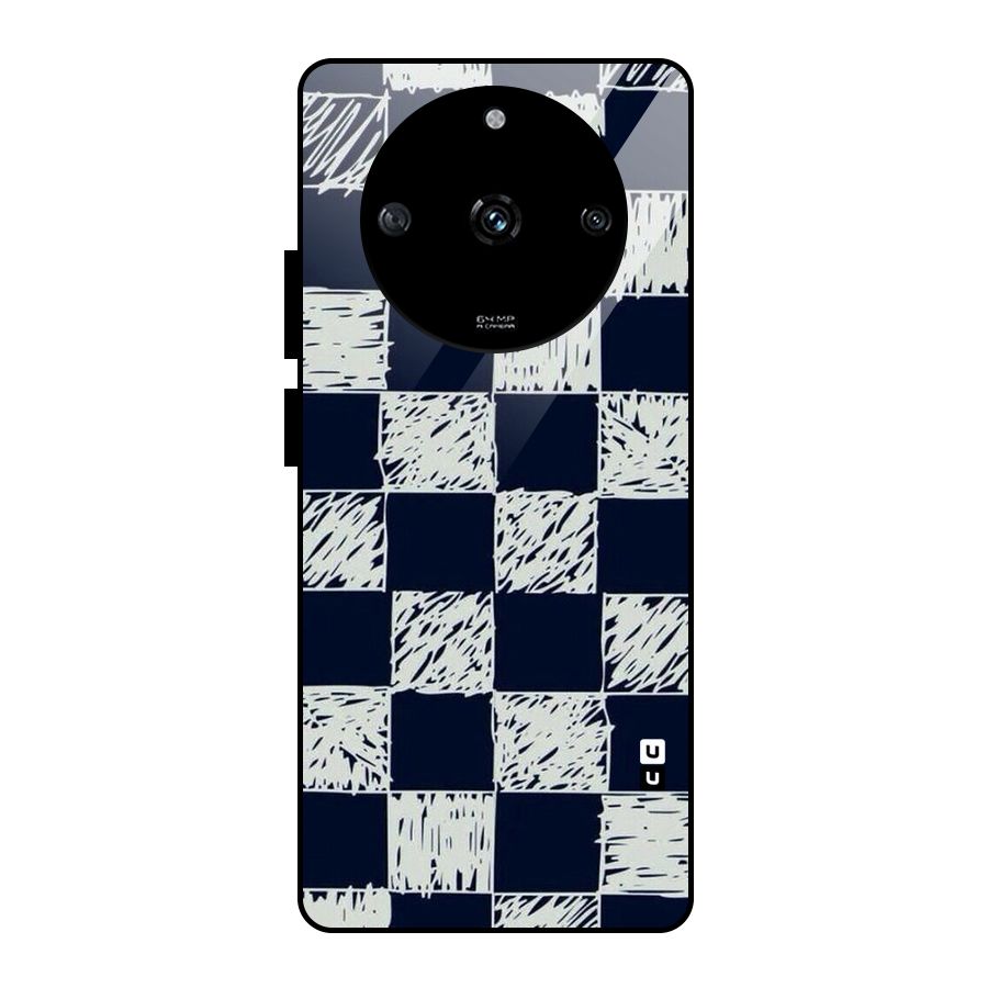 Sketchy Check Design Glass Back Case for Realme Narzo 60 5G